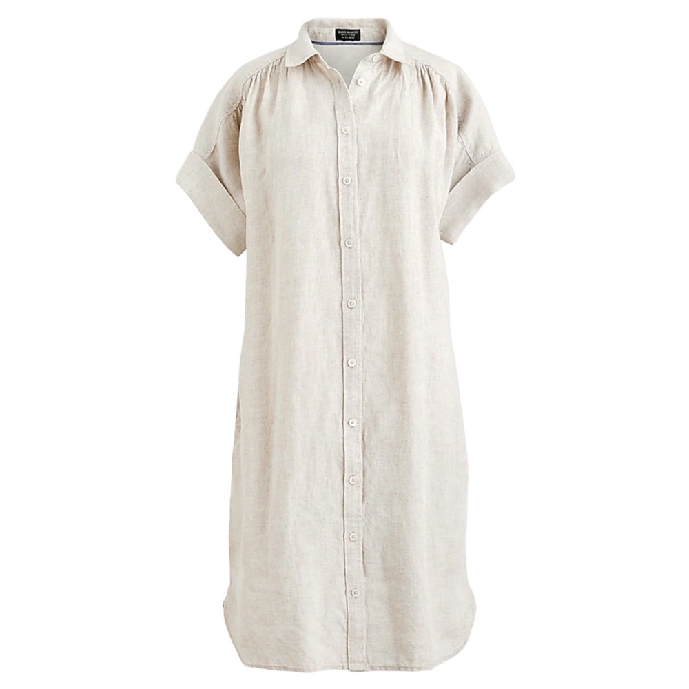 J. Crew Relaxed-fit short-sleeve Baird McNutt Irish linen Shirtdress in “Flax”